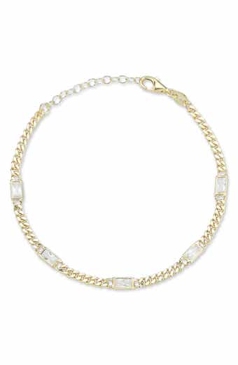 SPHERA MILANO 14K Gold Plate Sterling Silver Curb CZ Station Bracelet