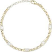 SPHERA MILANO 14K Gold Plate Sterling Silver Curb CZ Station Bracelet