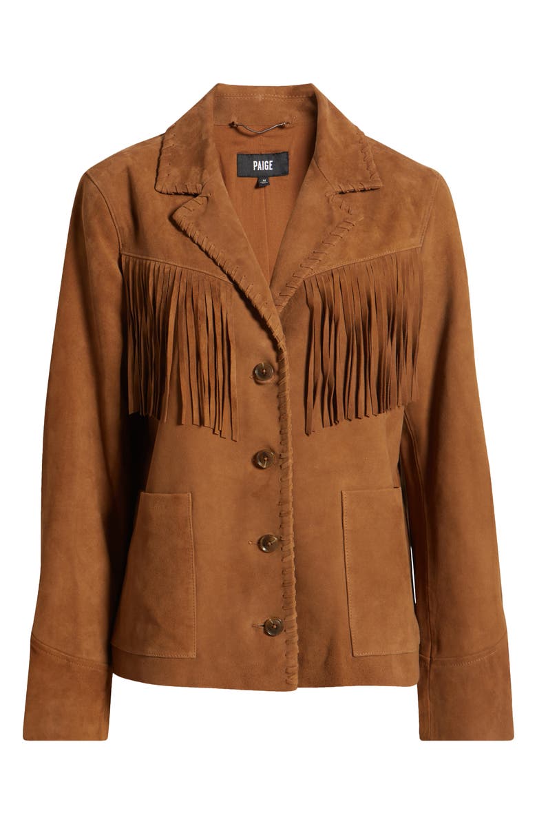 PAIGE Maronti Fringed Suede Jacket, Alternate, color, Toffee
