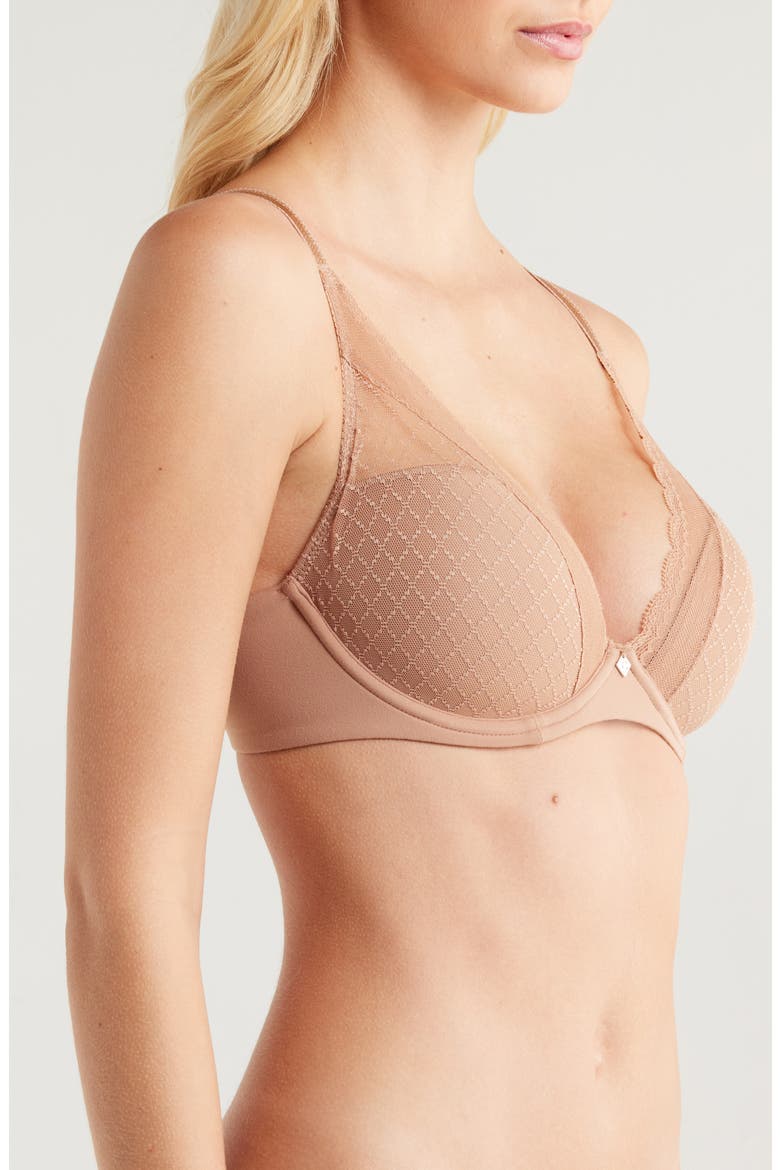 Norah Chic Plunge T-Shirt Bra, Alternate, color, COFFEE LATTE