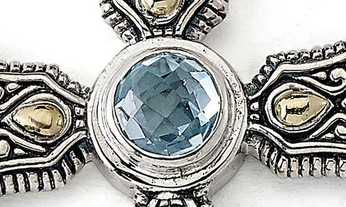 Samuel B. Sterling Silver & 18k Gold Semiprecious Stone Cross Pendant In Blue Topaz