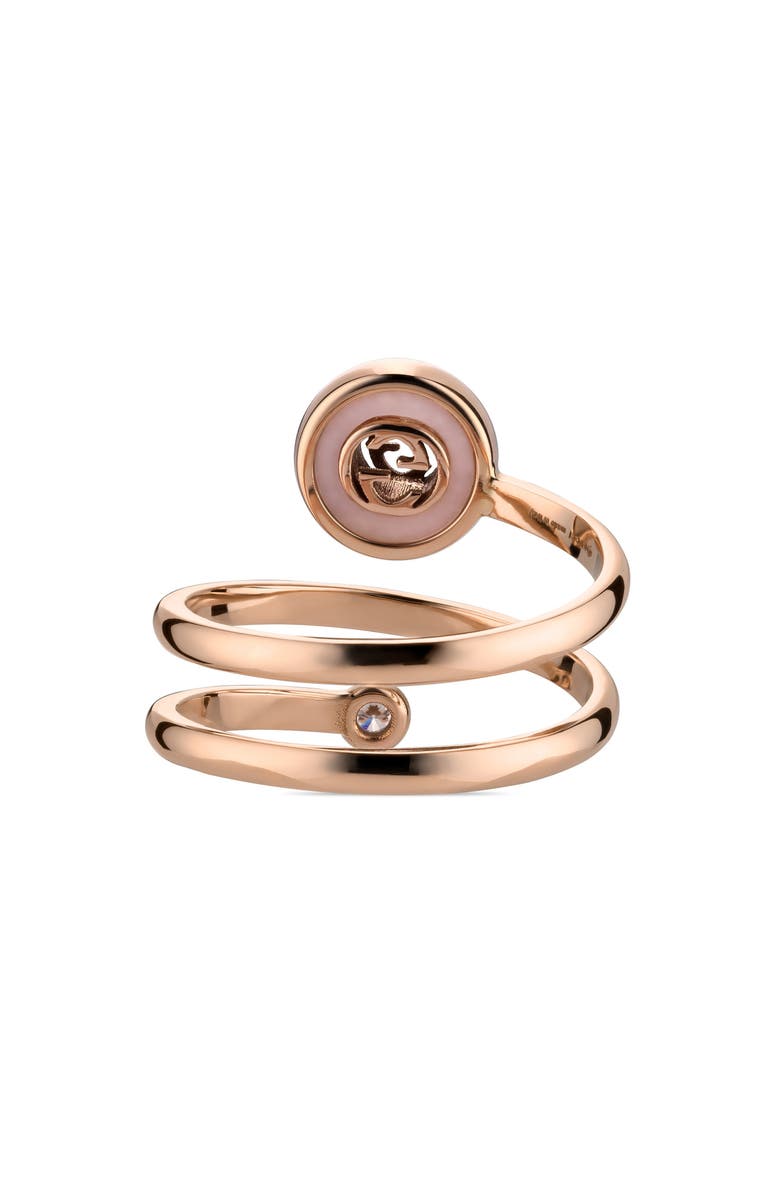 Gucci Interlocking-G Diamond & Pink Opal Coil Ring, Alternate, color, Pink/ Rose Gold