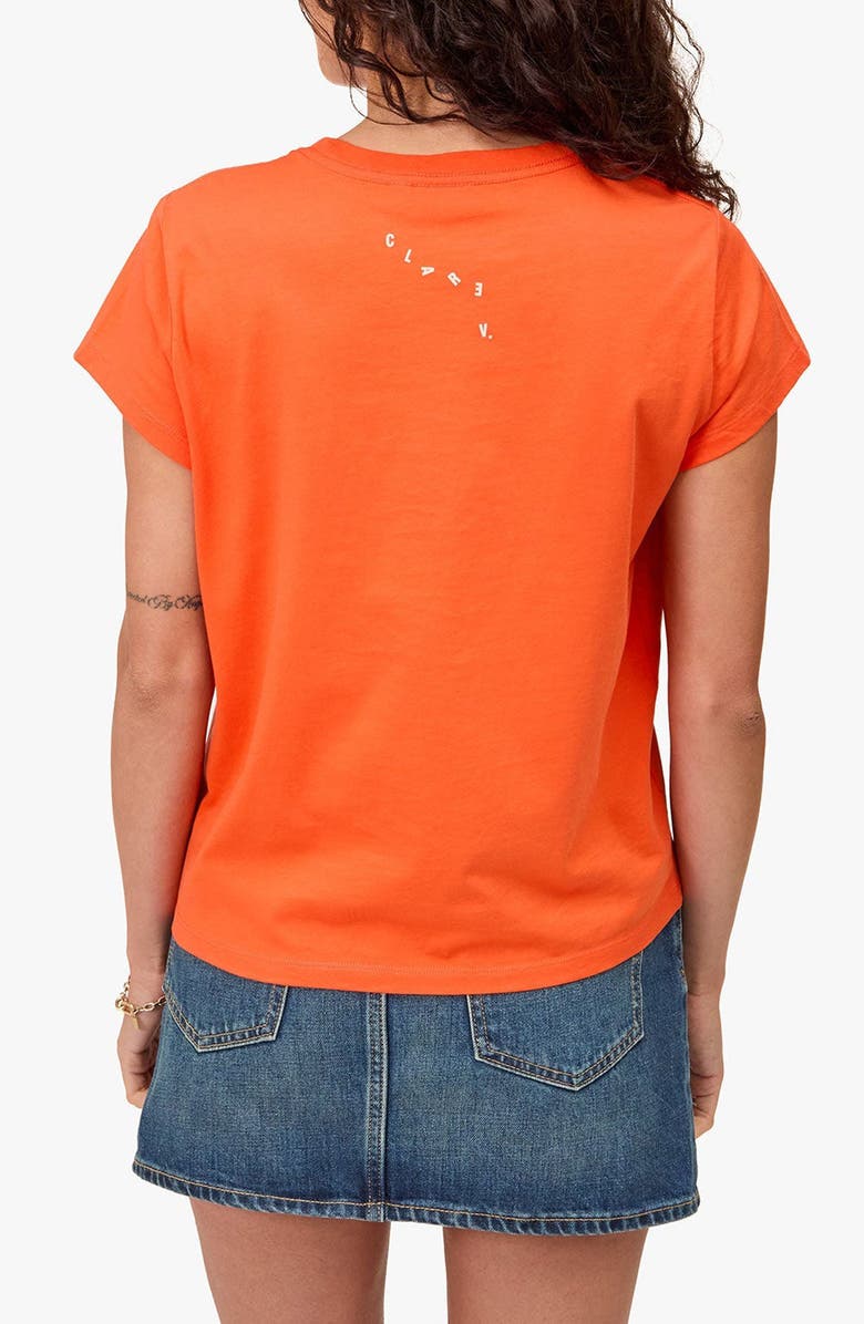Clare V. Classic Californie Cotton Graphic T-Shirt, Alternate, color, Scarlet Orange