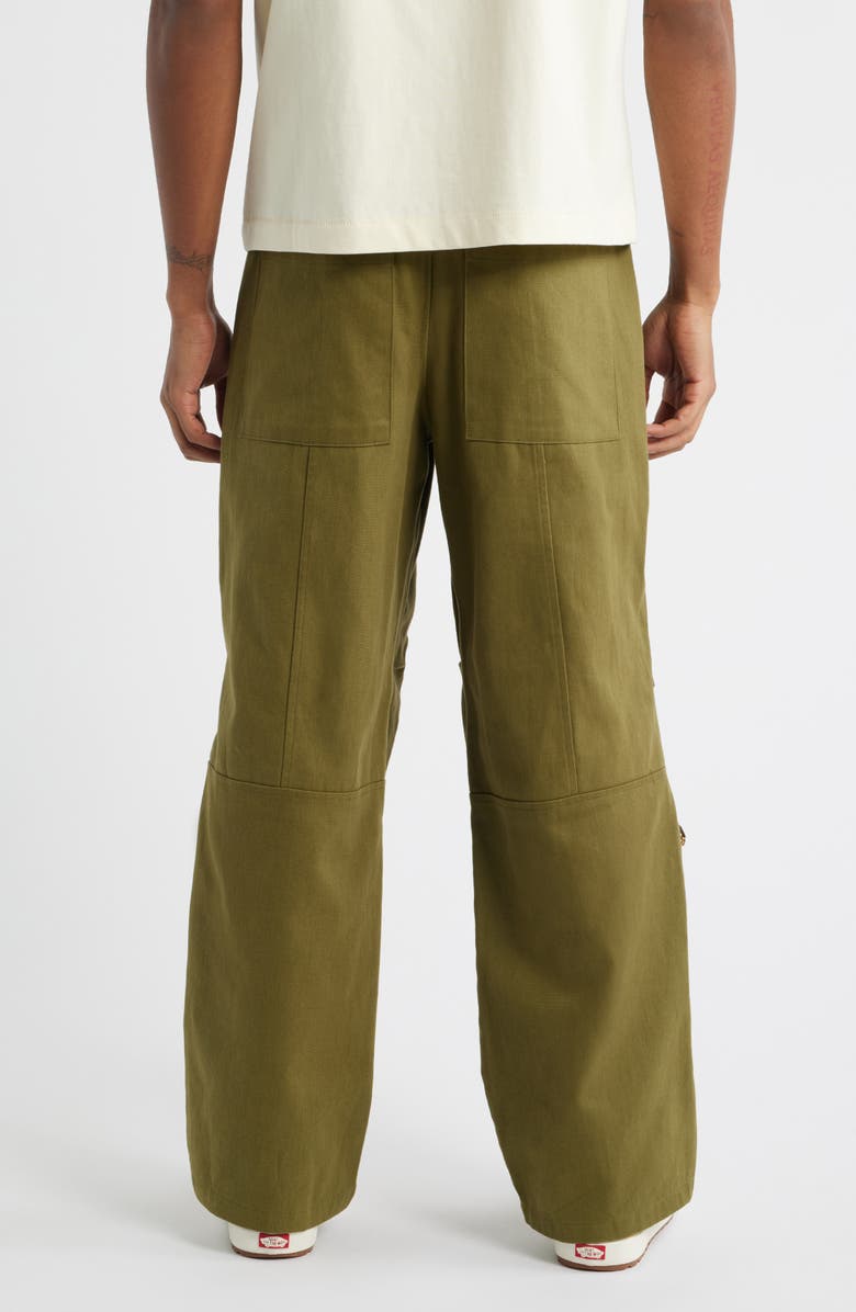 JUNGLES Stash Relaxed Wide Leg Cotton Twill Cargo Pants, Alternate, color, Green