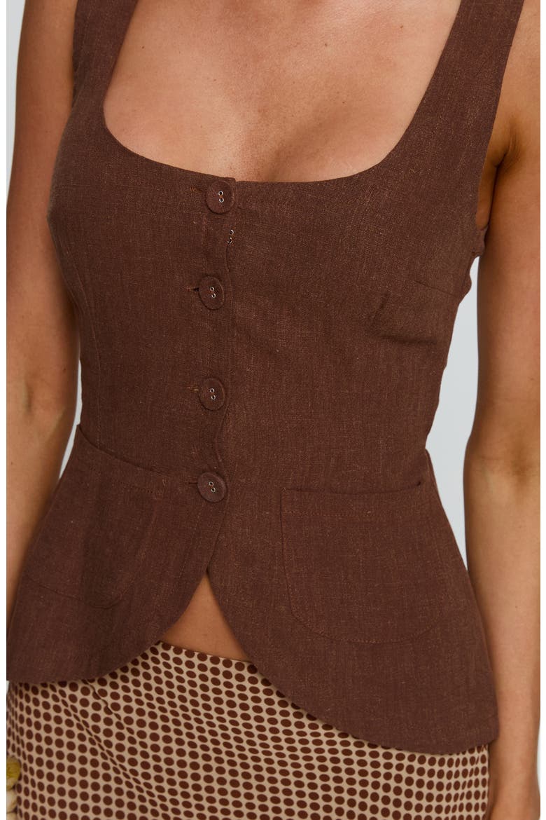 Spirito Square Neck Linen Blend Cutaway Vest, Alternate, color, BROWN
