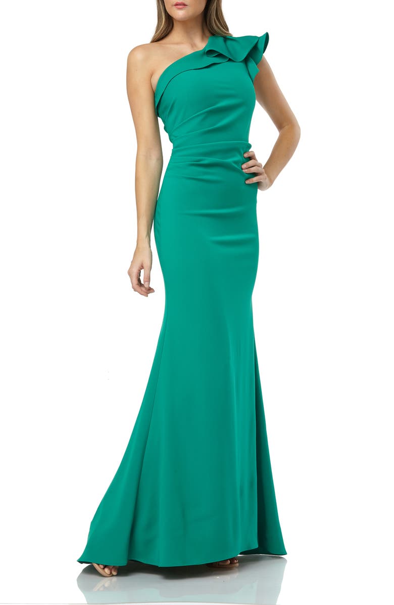 Carmen Marc Valvo Infusion One-Shoulder Gown, Main, color, 