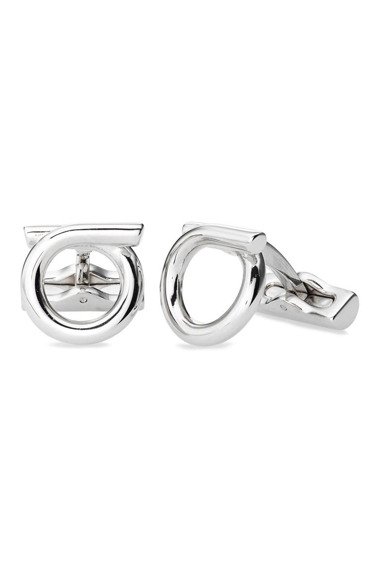 Gancini Cuff Links, Main, color, SILVER
