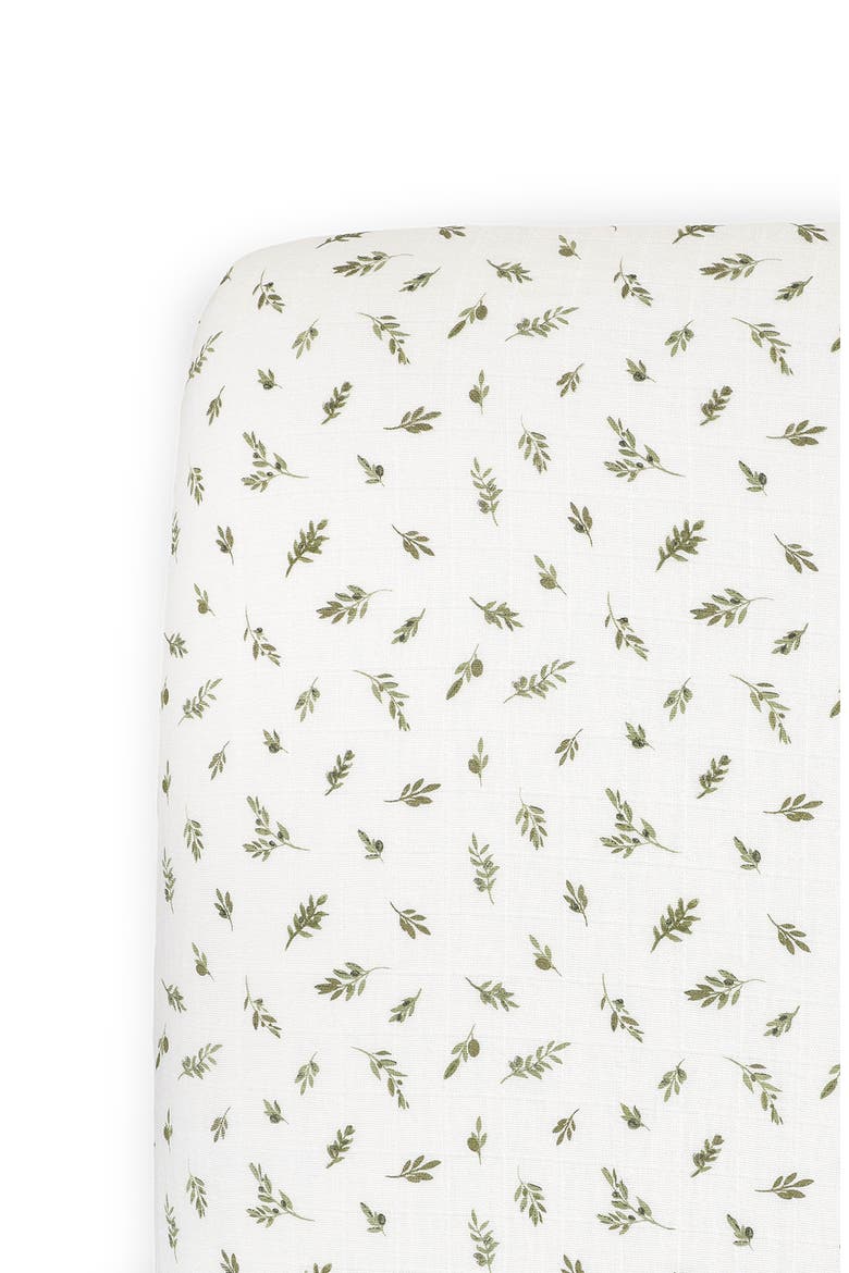 Organic Cotton Muslin Crib Sheet, Main, color, OLIVE BRANCH
