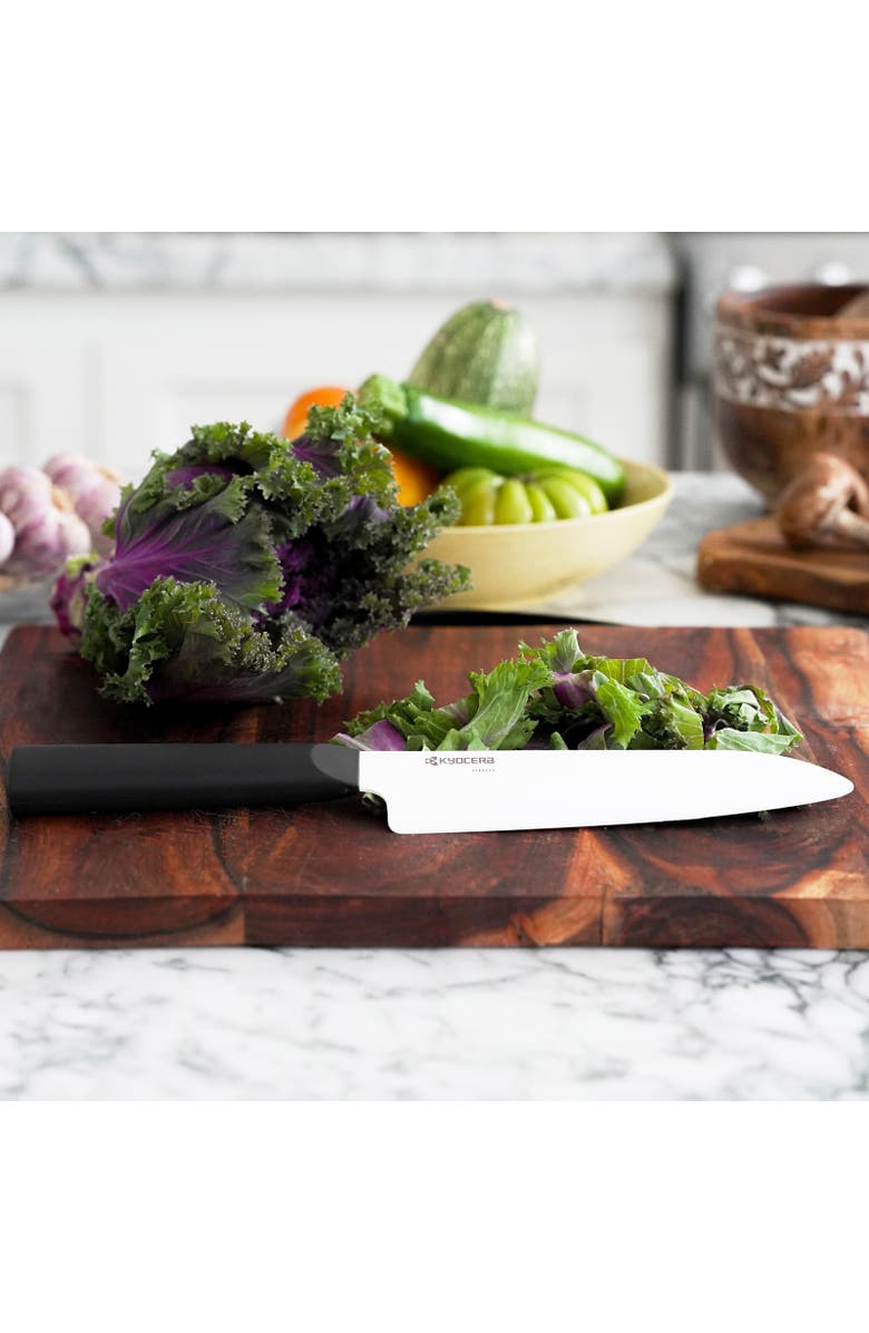 Kyocera INNOVATIONwhite<sup>®</sup> 6-Inch Ceramic Santoku Chef's Knife, White Blade with Non-Slip Black Handle, Alternate, color, White
