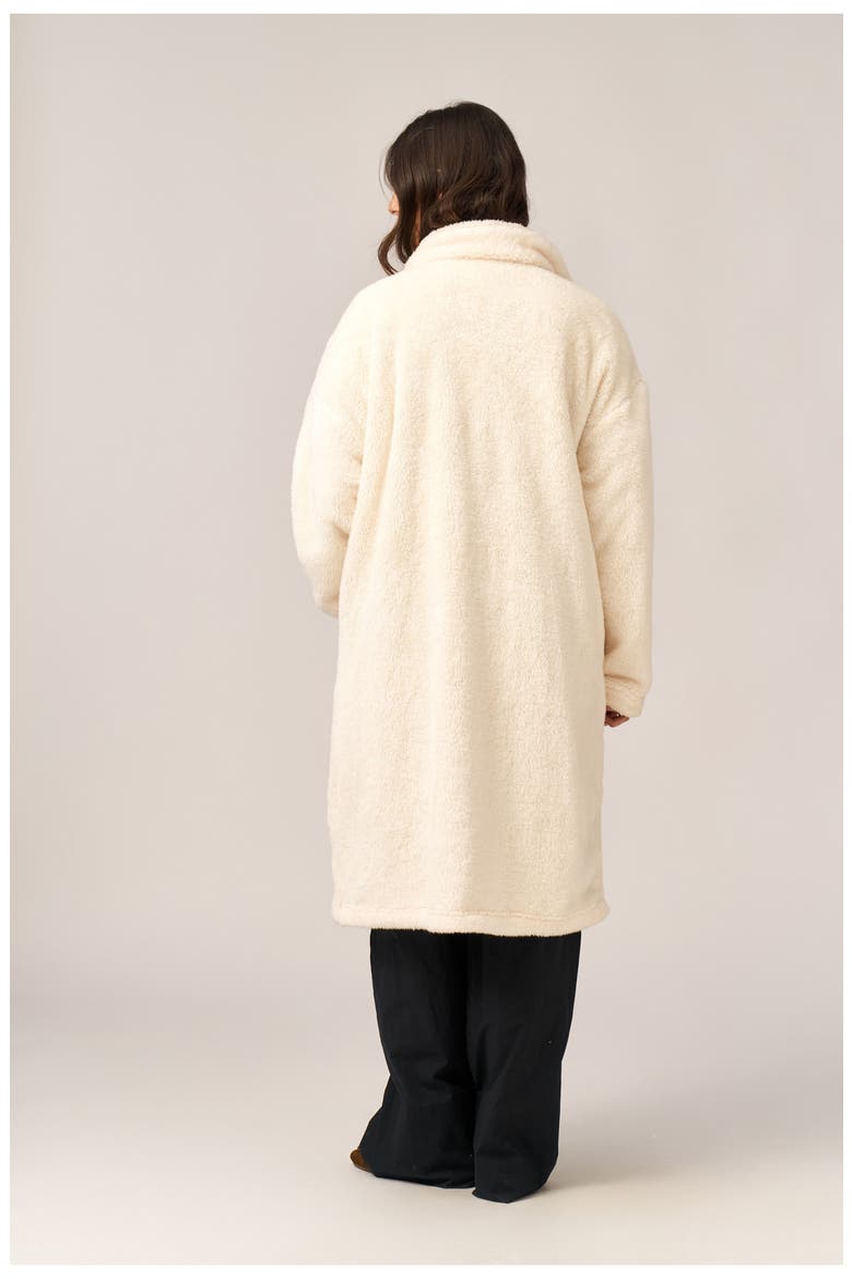 The Long Fleece Lounge Coat, Alternate, color, Ivory
