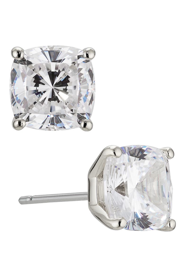 Modern Luv Cubic Zirconia Stud Earrings, Main, color, RHODIUM