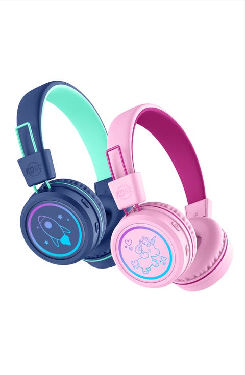 KidJamz KJ55BT (2 Pack) Bluetooth Wireless Headphones for Kids w/ LED Lights