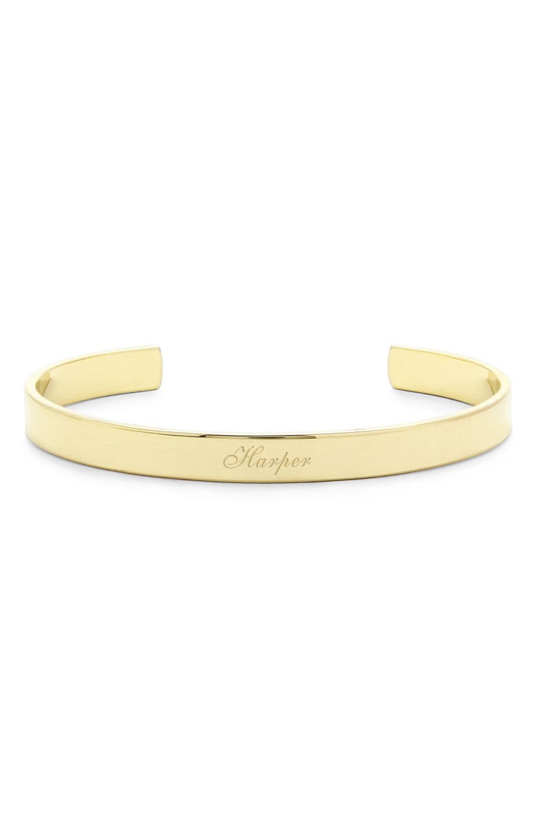 Brook and York Personalized Name Cuff, Main, color, Gold