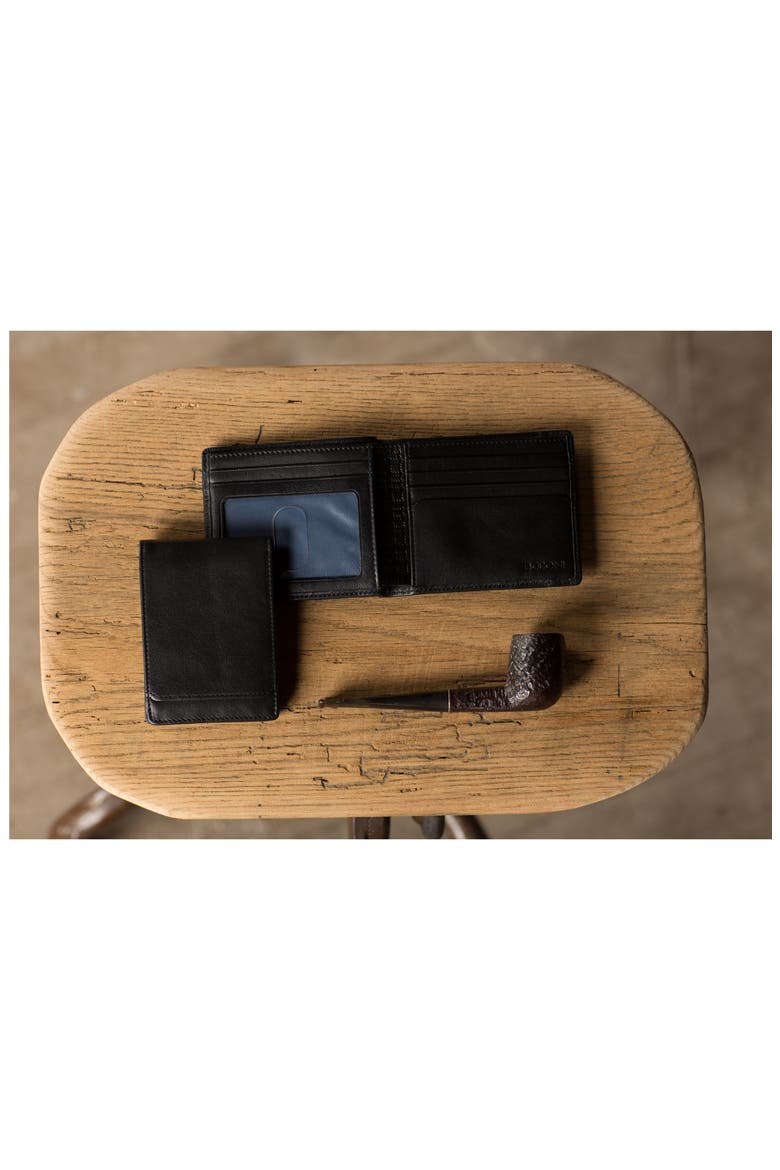 Collins Calfskin Billfold, Alternate, color, BLACK/ BLUE