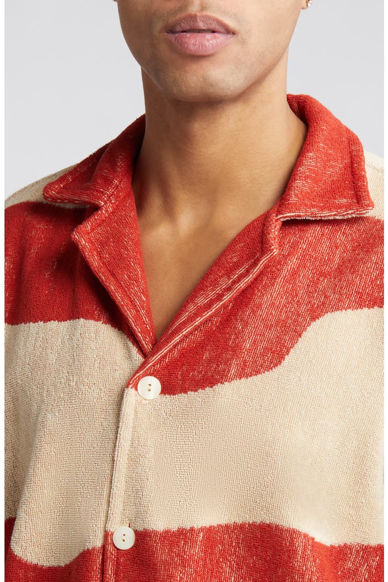 Amber Dune Terry Cloth Camp Shirt, Alternate, color, TERRACOTTA