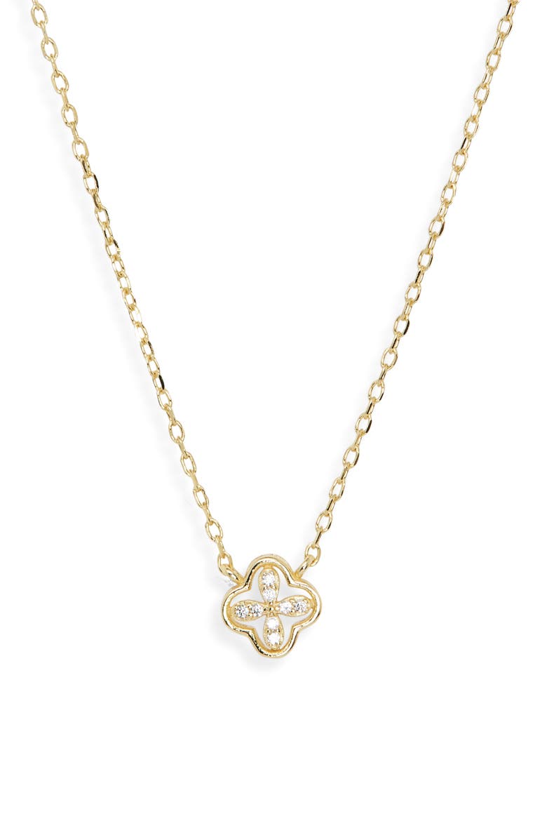 Cubic Zirconia Clover Pendant Necklace, Main, color, GOLD