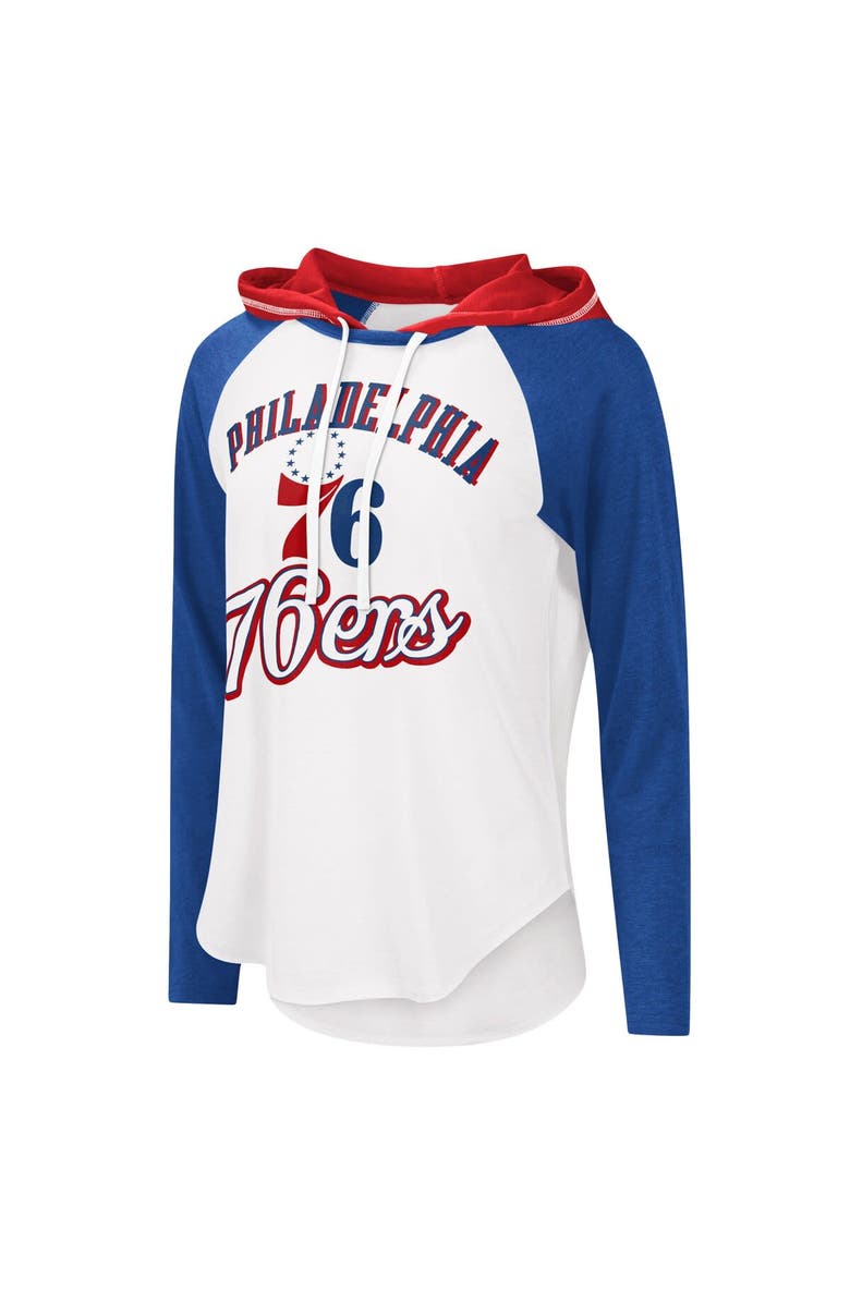 G-III 4HER BY CARL BANKS Women's G-III 4Her by Carl Banks White Philadelphia 76ers MVP Raglan Hoodie Long Sleeve T-Shirt, Alternate, color, White