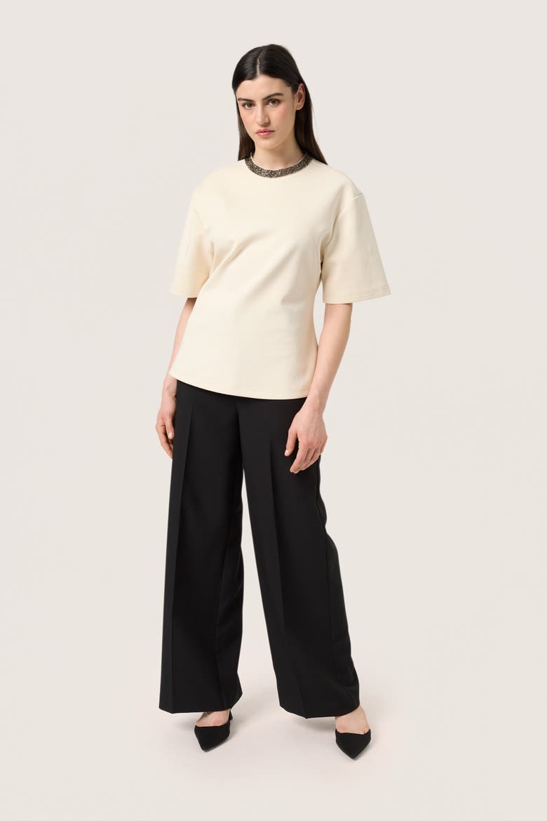 SLMagana Glitter Short Sleeves Blouse, Alternate, color, Whitecap Gray