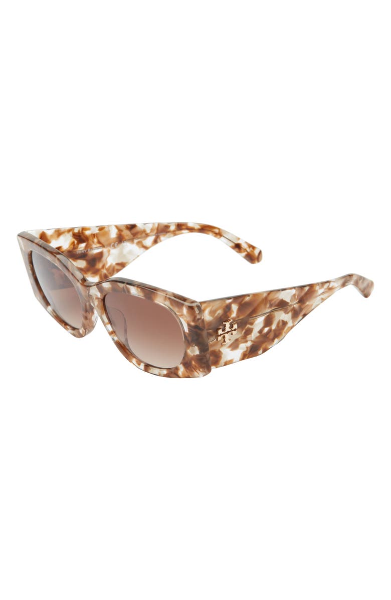 Tory Burch Kira 56mm Rectangular Sunglasses, Alternate, color, Clear & Brown Tort / Brown Gradient