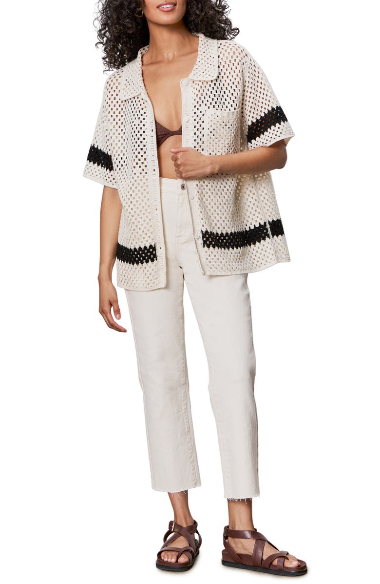 Sanctuary Crochet Stitch Cotton Resort Shirt, Alternate, color, Macrame