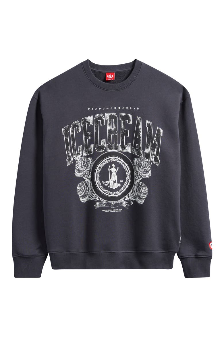 College Graphic Sweatshirt, Alternate, color, CHARCOAL