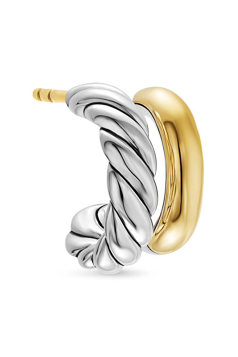 DY Mercer® Double Hoop Huggie Earrings in Sterling Silver with 18K Yellow Gold, 7.8mm, Alternate, color, SILVER/ GOLD