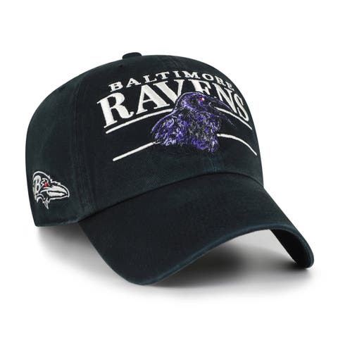 Men's '47 Black Baltimore Ravens Throwback Graphic Clean Up Adjustable Hat