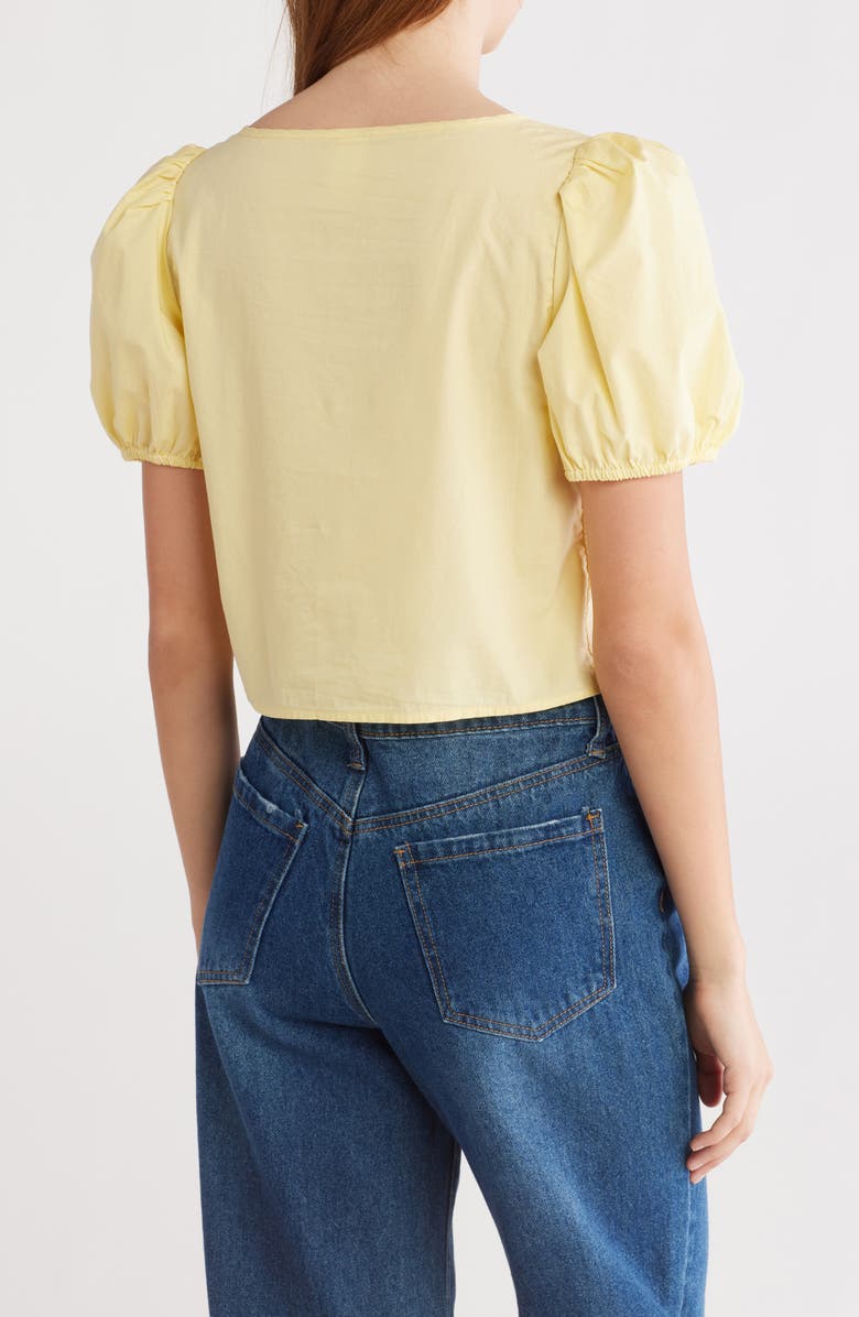 Abound Tie Front Cotton Poplin Crop Top, Alternate, color, Yellow Mellow
