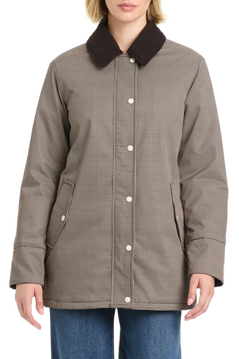 Water Resistant Barn Jacket, Main, color, BROWN MINI HOUNDSTOOTH