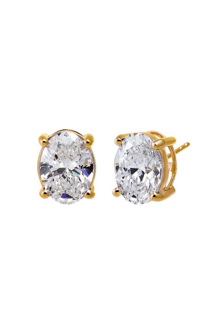 Lab Grown Diamond 6 Carat Oval Stud Earring, Main, color, 14K Gold