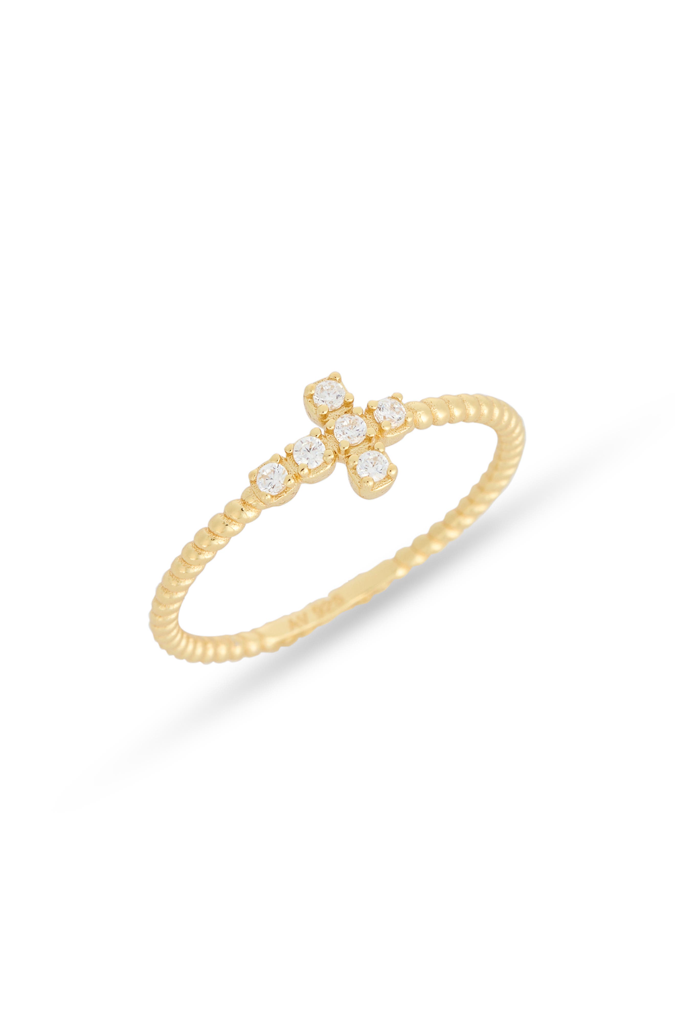 ARGENTO VIVO Cubic Zirconia Sideways Cross Ring