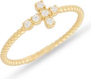 ARGENTO VIVO Cubic Zirconia Sideways Cross Ring