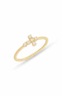 ARGENTO VIVO Cubic Zirconia Sideways Cross Ring