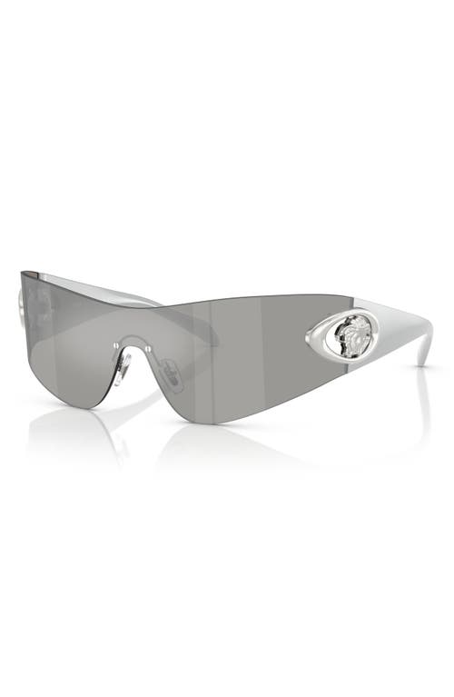Versace 142mm Pillow Shield Sunglasses In Silver