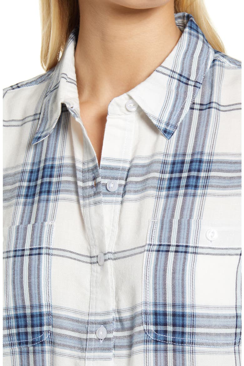 Plaid Popover Tunic, Alternate, color, IVORY- NAVY PLAID
