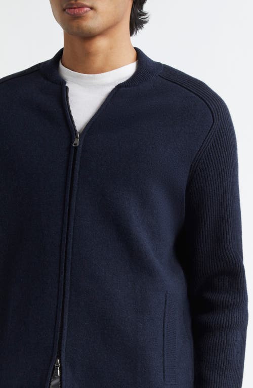 Sunspel Double Face Lambswool Blend Bomber Jacket In Navy