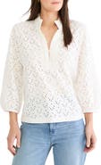 NIC+ZOE Ruffle Neck Eyelet Top
