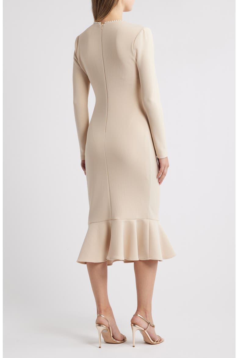 Faux Pearl Ruched Flare Hem Dress, Alternate, color, IVORY