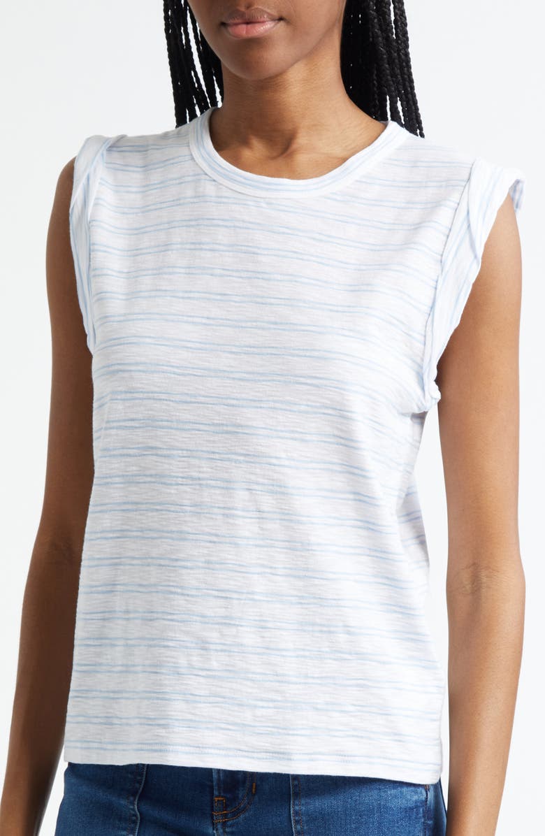 Veronica Beard Dree Muscle Tee, Alternate, color, Bluebell White