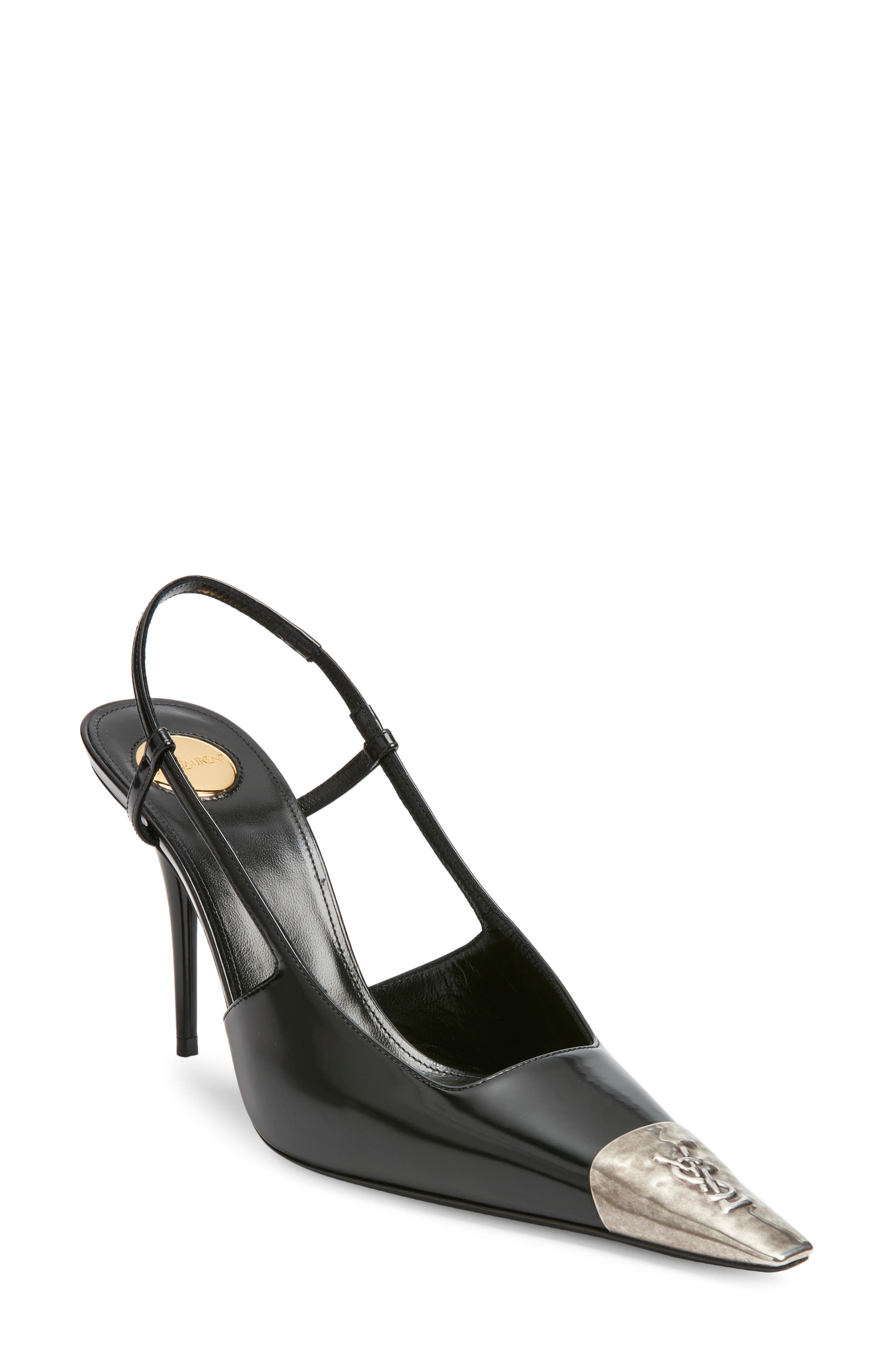 Saint Laurent Jeanne Slingback Pump, Main, color, Noir
