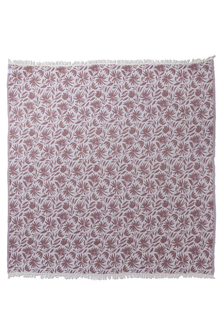 Whimsical Flower Organic Reversible Muslin Blanket, Alternate, color, Burgundy