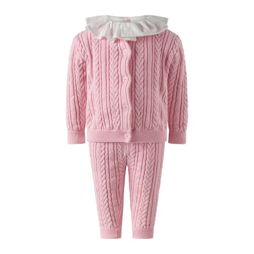 Rachel Riley Cable Knit Set In Pink
