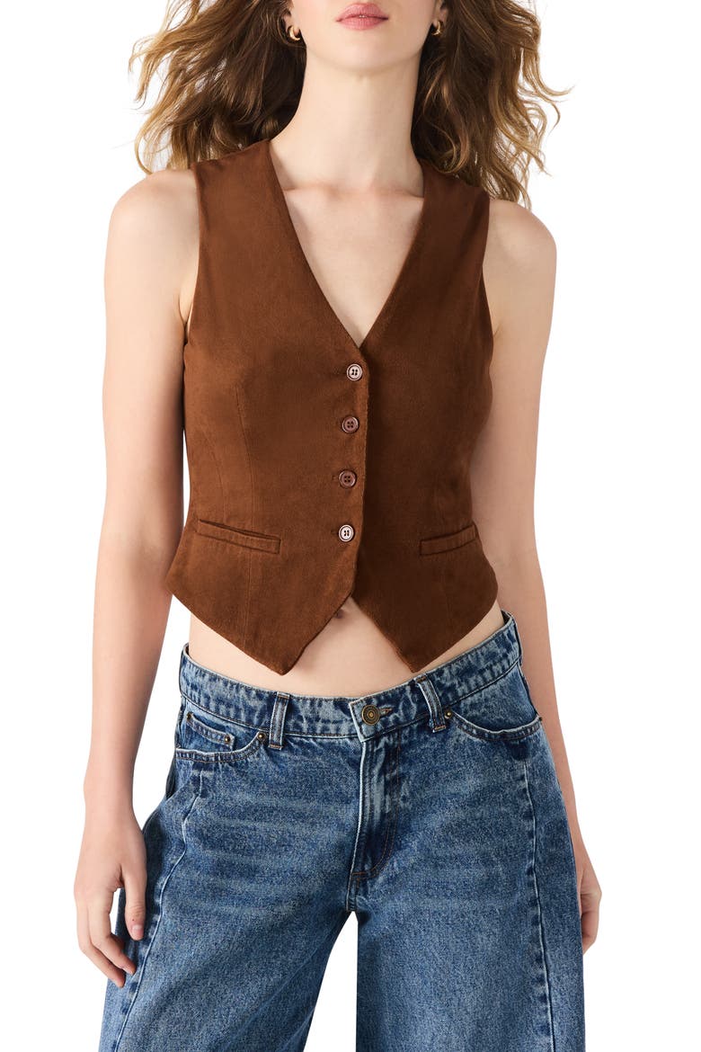 Barrett Faux Suede Vest, Main, color, CHICORY COFFEE