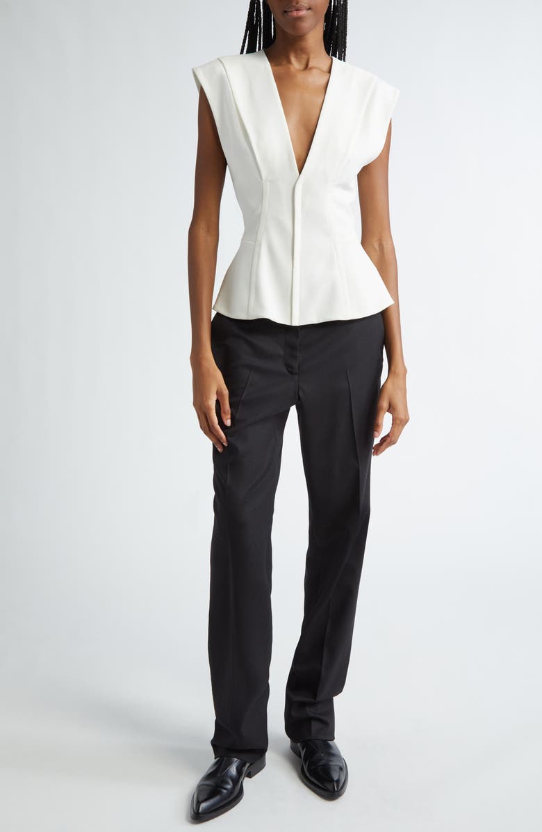 Proenza Schouler Janet Cap Sleeve Peplum Top, Alternate, color, White