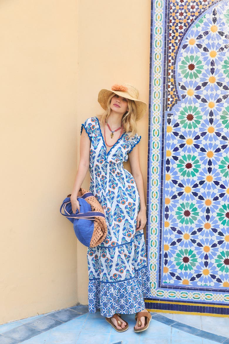 Hilda Midi Dress, Alternate, color, Blue Layla