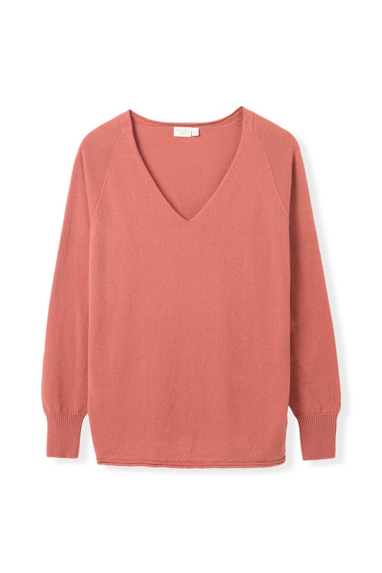 British Geelong Relaxed V-Neck Sweater, Alternate, color, Rose