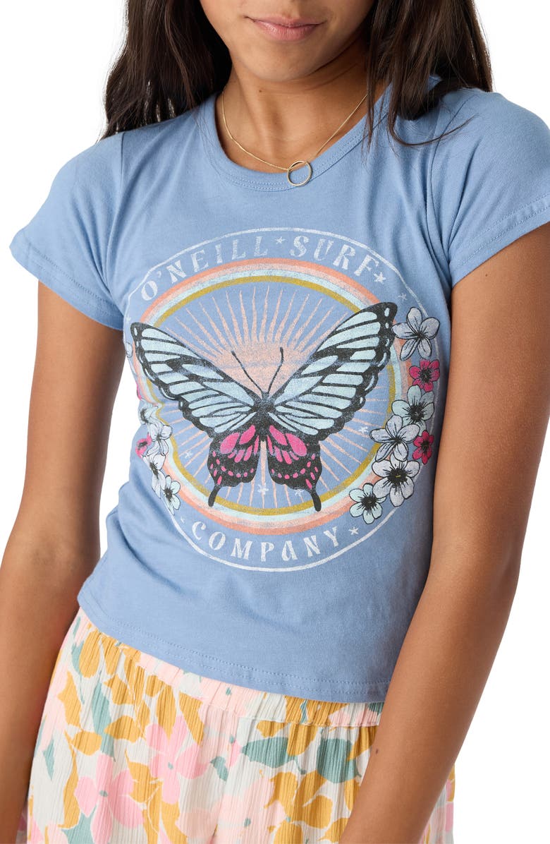 O'Neill Kids' Beachy Butterfly Cotton Graphic T-Shirt, Alternate, color, 