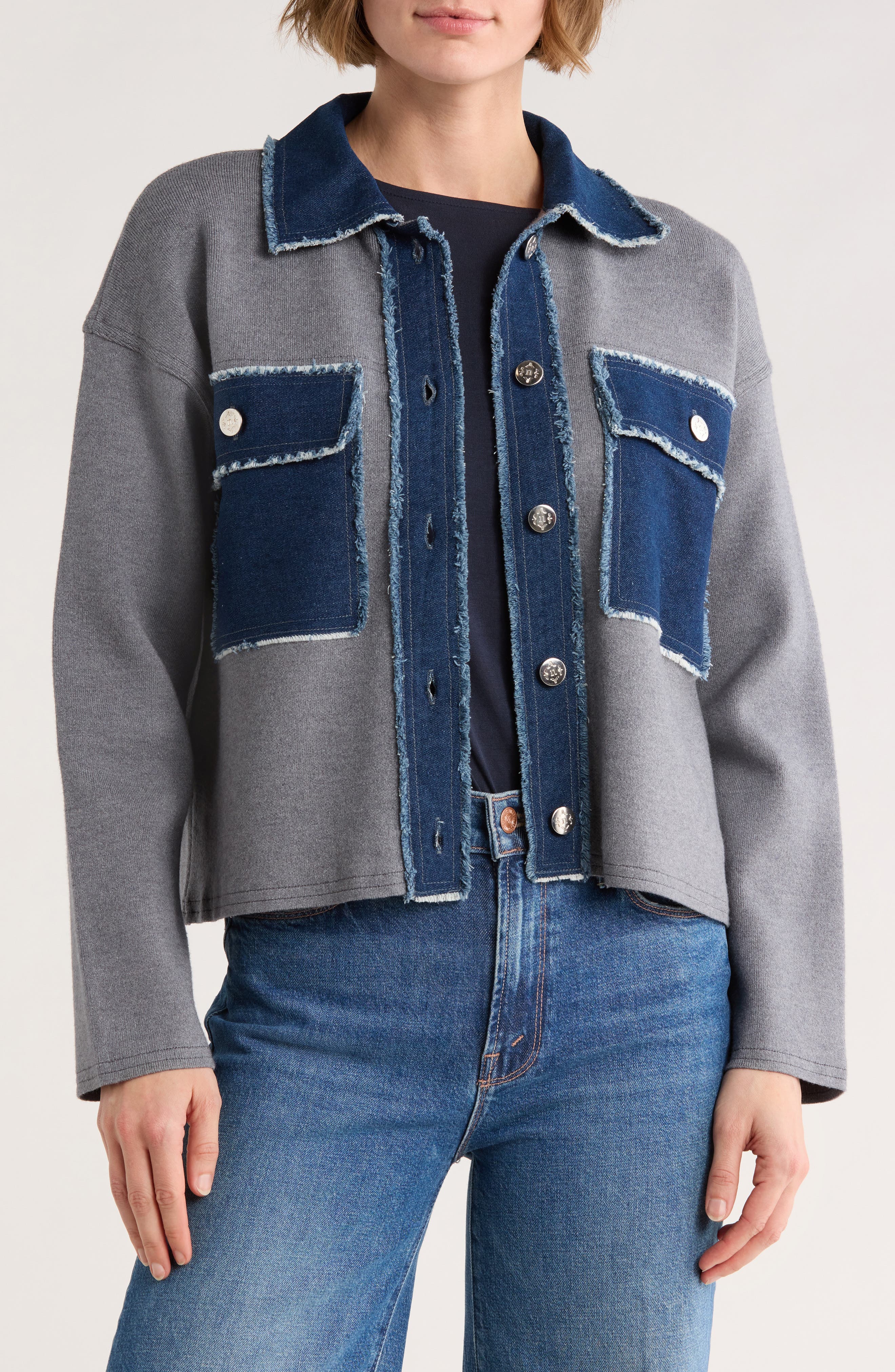 Nanette Lepore Mixed Media Denim Sweater