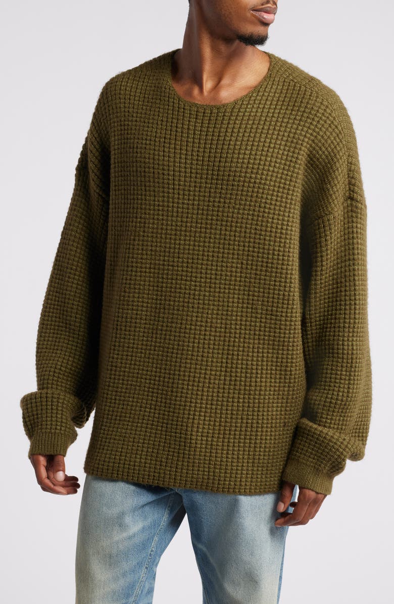 Fear of God Essentials Gender Inclusive Heavy Waffle Knit Crewneck Sweater, Main, color,