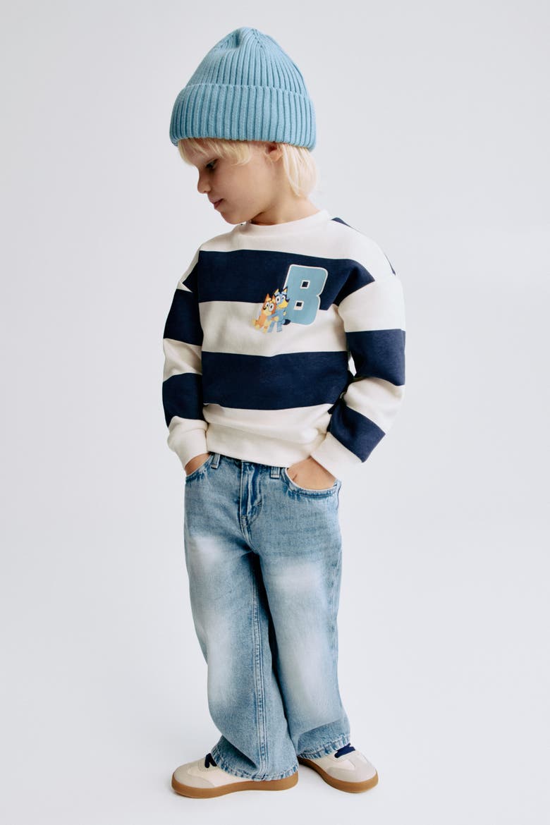 Oversized Printed Sweatshirt, Alternate, color, Navy blue/Bluey